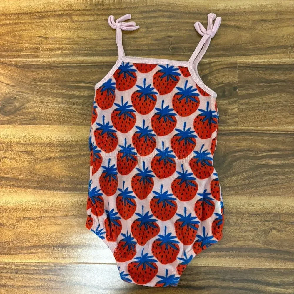 Hanna Andersson Strawberry Terry Cloth Romper, Size 3T